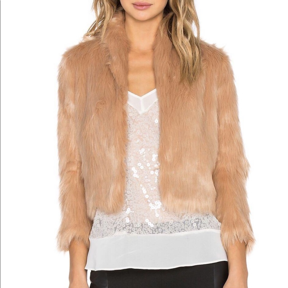 BCBGeneration Pink Blush Faux Fur Crop Jacket